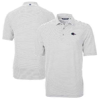 Men's Cutter & Buck Gray UTSA Roadrunners DryTec Virtue Eco Pique Stripe Recycled Polo
