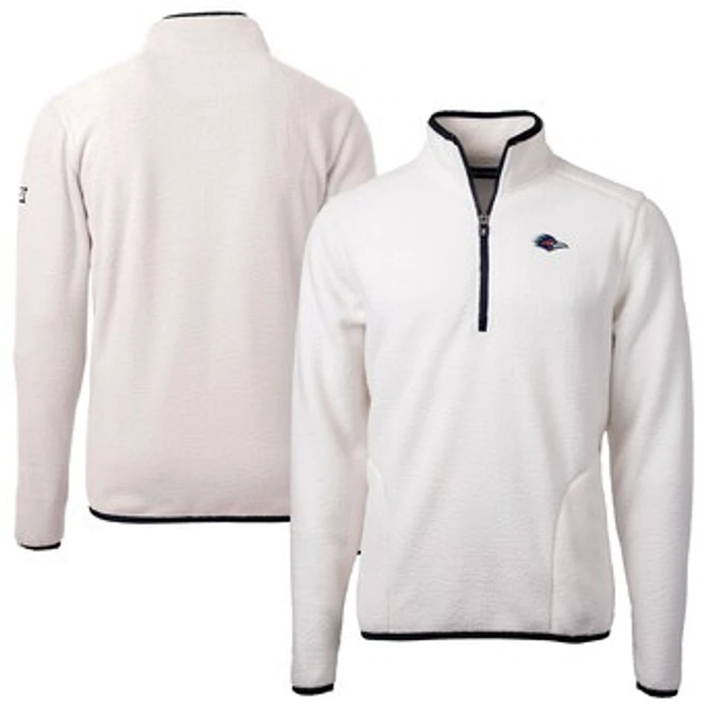 Men's Cutter & Buck Cream UTSA Roadrunners Cascade Eco Sherpa Fleece Quarter-Zip Pullover Jacket