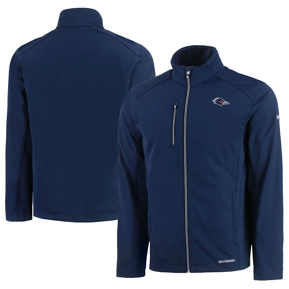 Men's Cutter & Buck Navy UTSA Roadrunners Evoke Eco Softshell Recycled Full-Zip Jacket