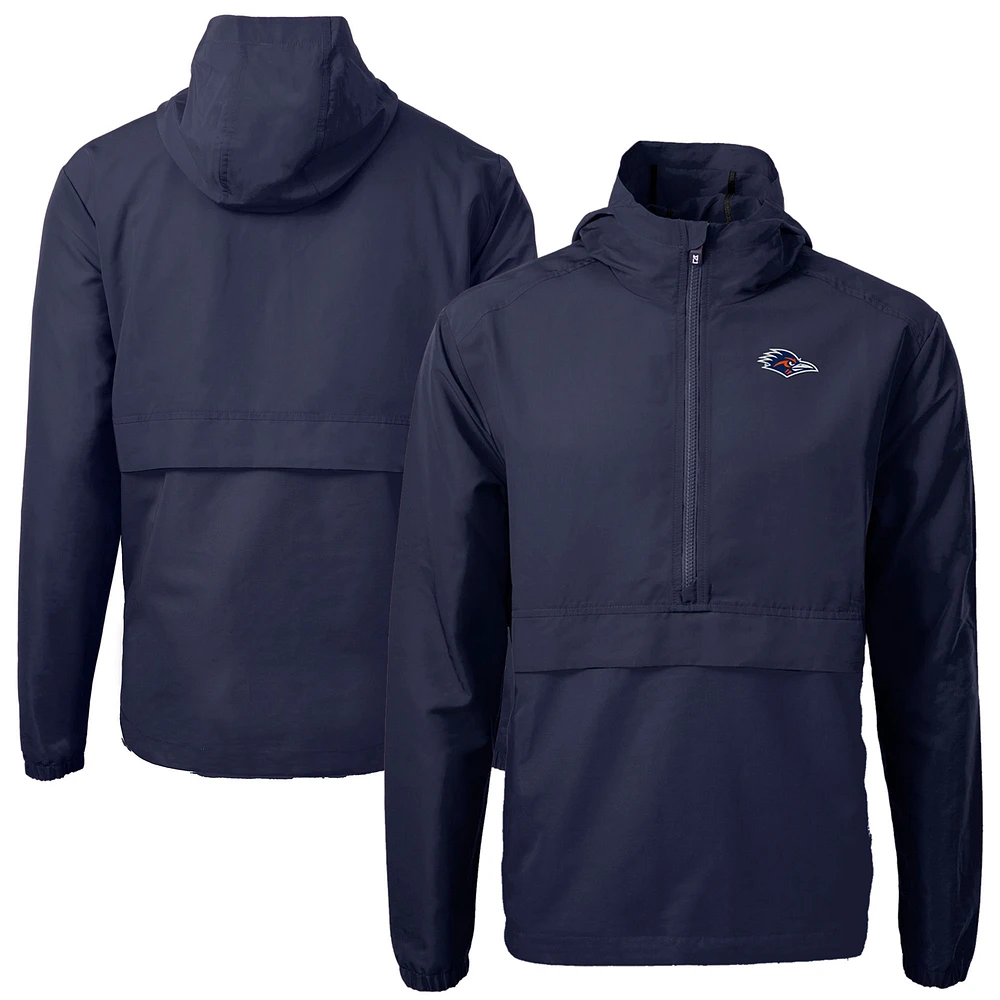 Men's Cutter & Buck Navy UTSA Roadrunners Charter Eco Recycled Half-Zip Anorak Jacket