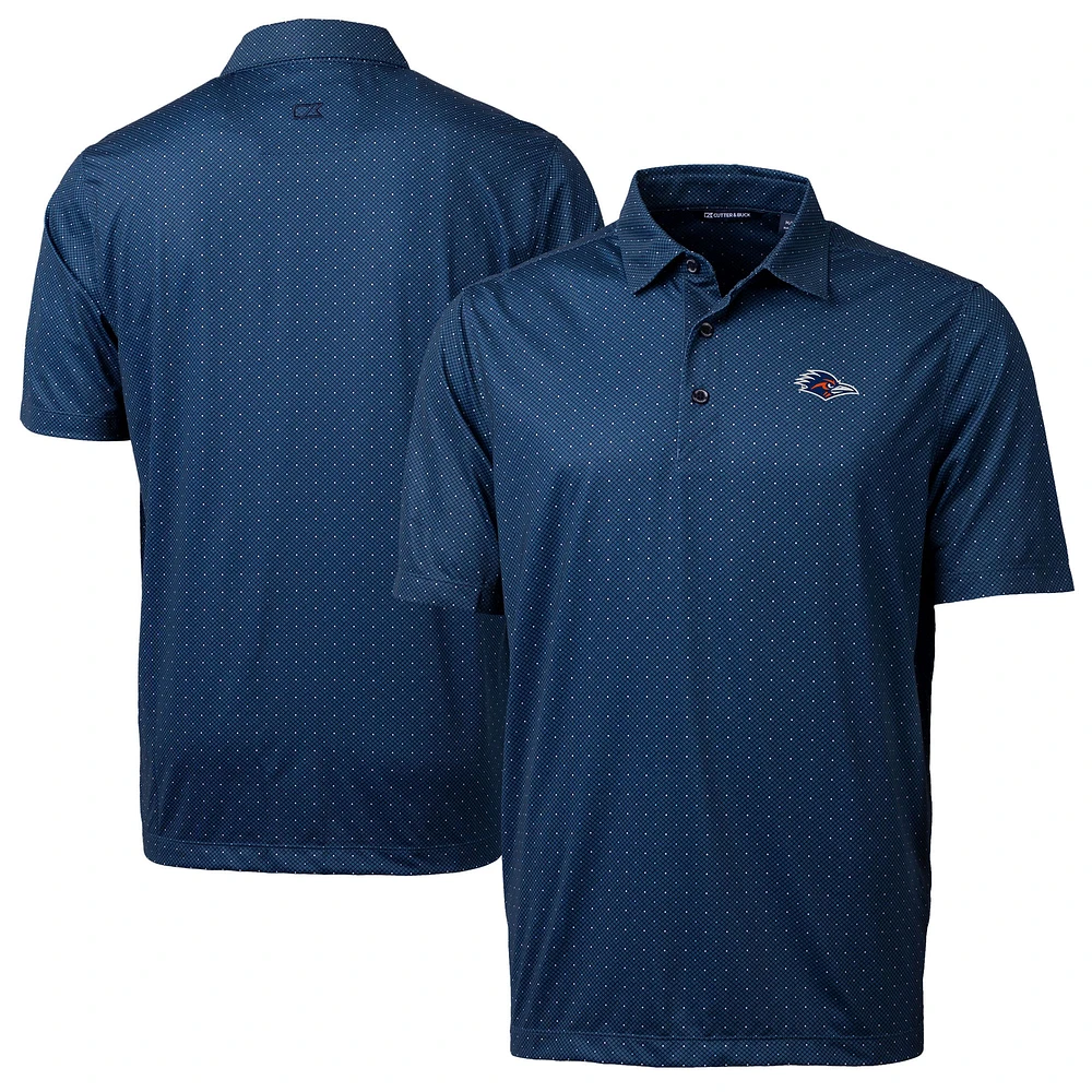 Men's Cutter & Buck Navy UTSA Roadrunners Pike Double Dot Print DryTec Stretch Polo