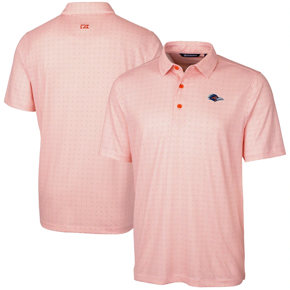 Men's Cutter & Buck Orange UTSA Roadrunners Pike Double Dot Print DryTec Stretch Polo
