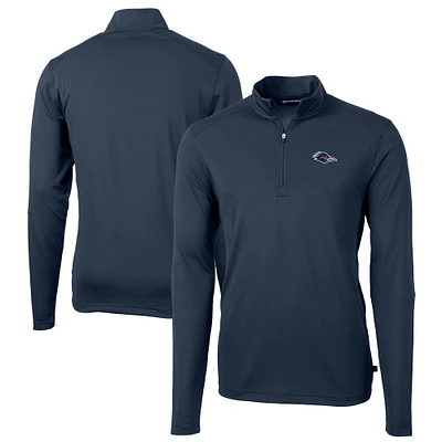 Men's Cutter & Buck Navy UTSA Roadrunners Virtue Eco Pique Recycled Quarter-Zip DryTec Top