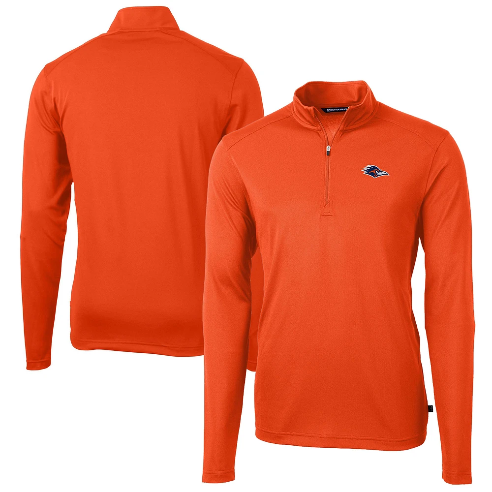 Men's Cutter & Buck UTSA Roadrunners Virtue Eco Pique Recycled Quarter-Zip DryTec Top