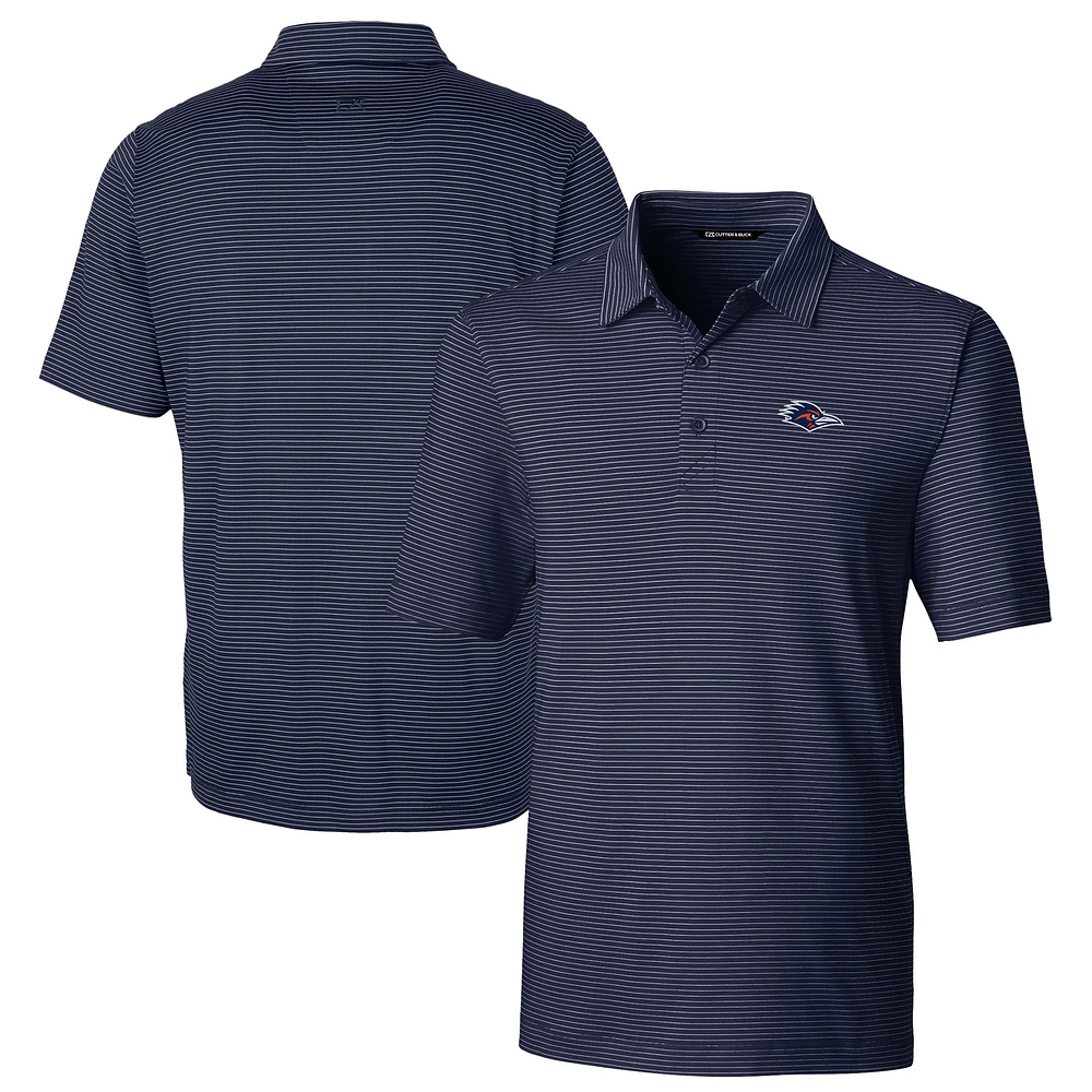 Men's Cutter & Buck Navy UTSA Roadrunners Forge Pencil Stripe Stretch DryTec Polo