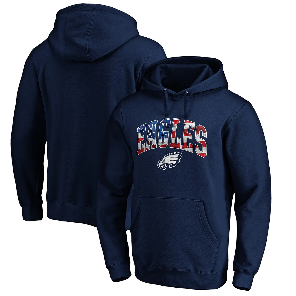 Men's Navy Philadelphia Eagles Banner Wave Pullover Hoodie