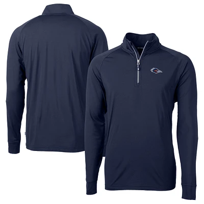 Men's Cutter & Buck Navy UTSA Roadrunners Big Tall Adapt Eco Knit Stretch Recycled Quarter-Zip Raglan Pullover Top