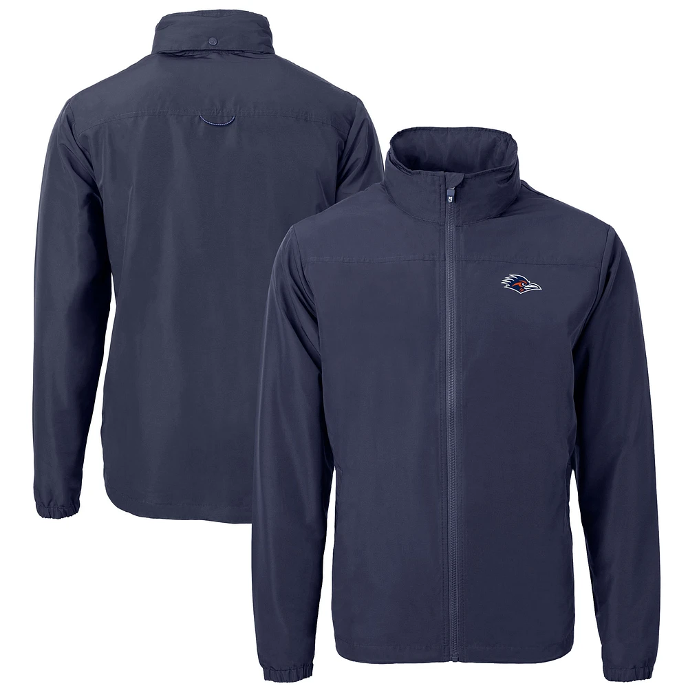 Men's Cutter & Buck Navy UTSA Roadrunners Big Tall Charter Eco Knit Recycled Full-Zip Jacket