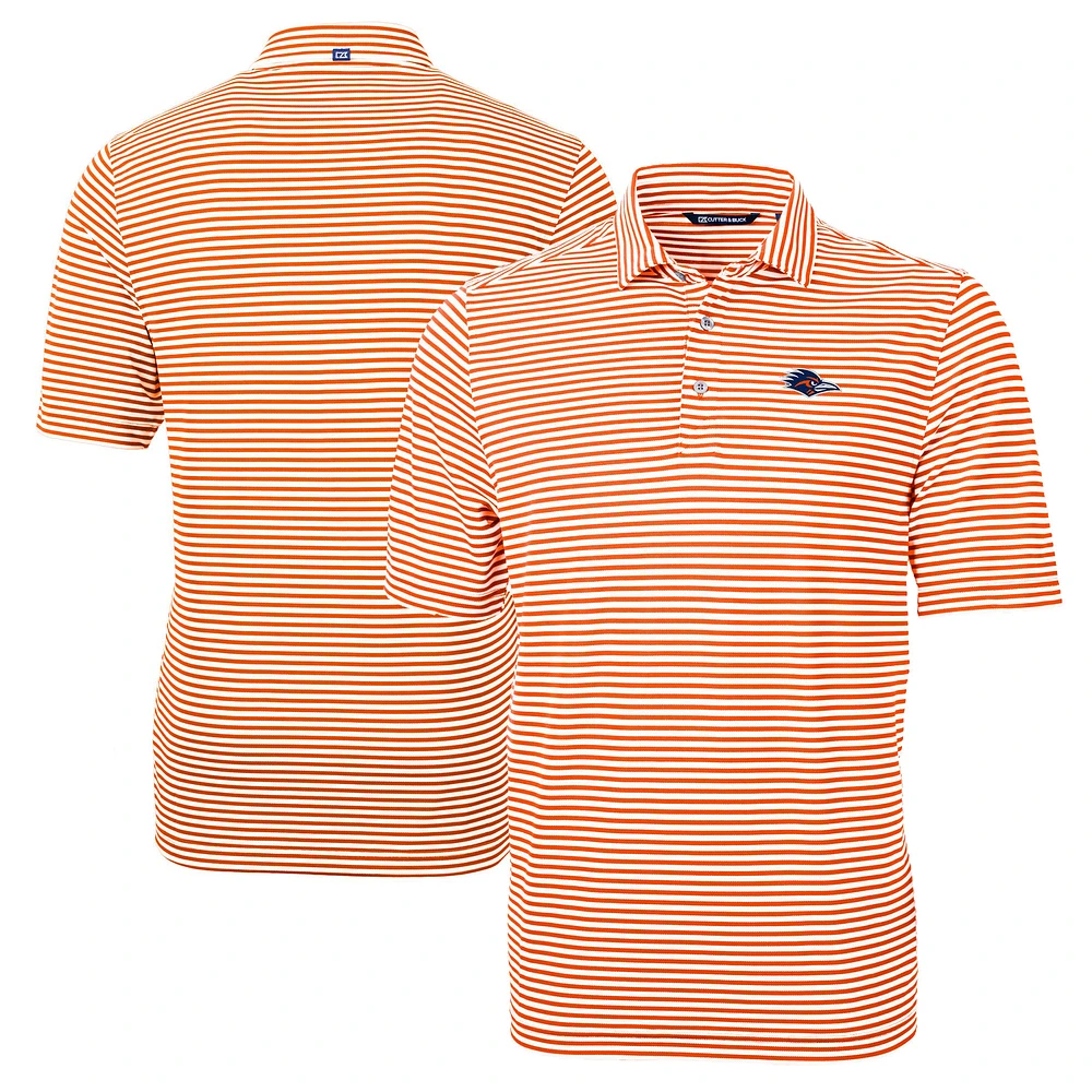 Men's Cutter & Buck Orange UTSA Roadrunners Big Tall Virtue Eco Pique Stripe Recycled Polo