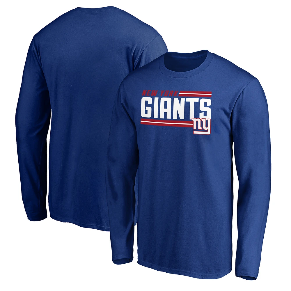 Men's Royal New York Giants On Side Stripe Long Sleeve T-Shirt