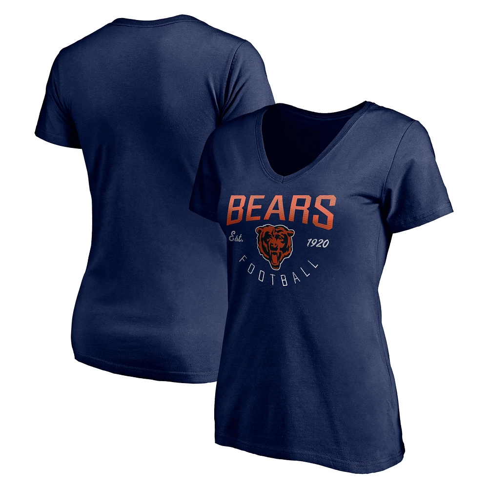 Women's Navy Chicago Bears Live For It V-Neck T-Shirt