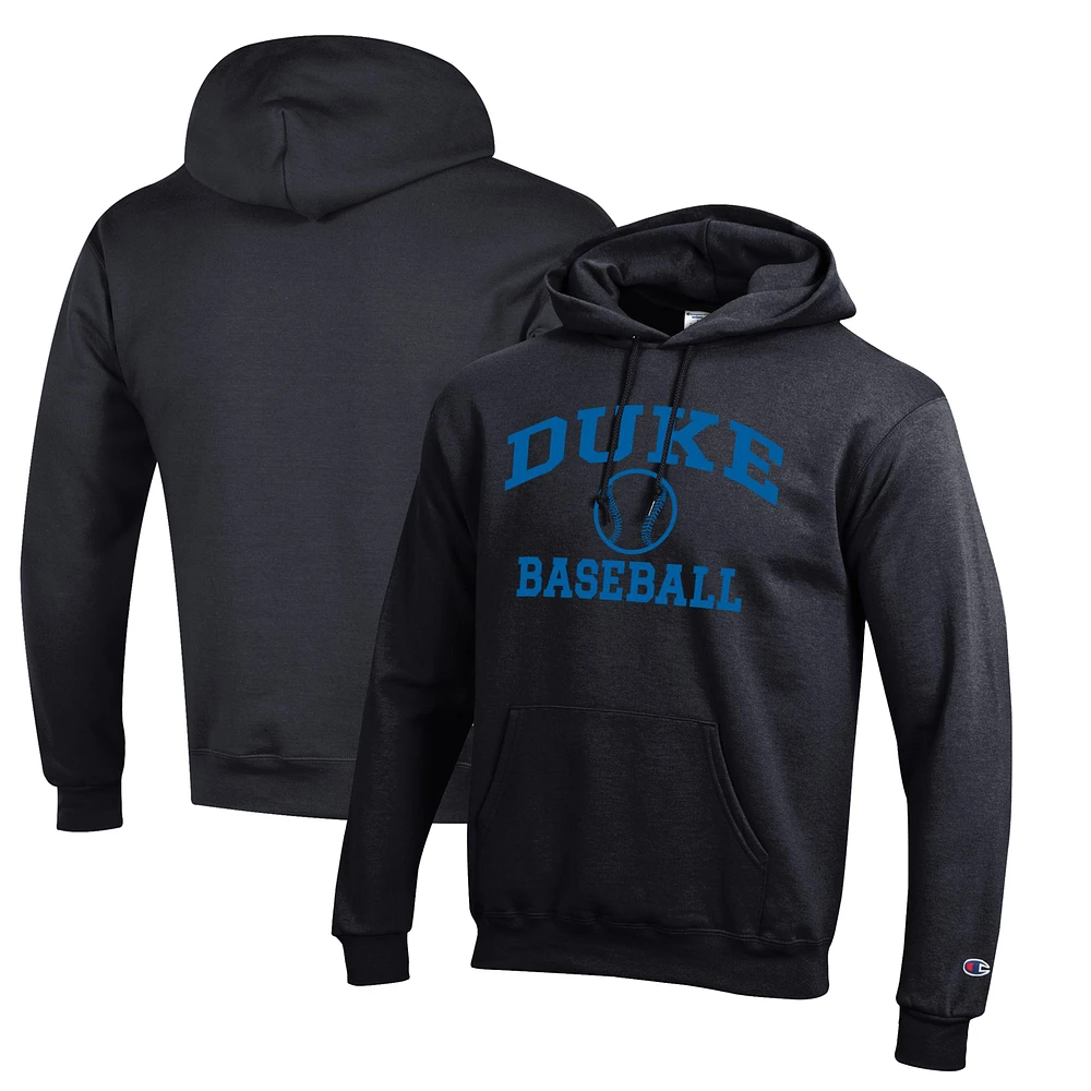 Men's Champion Black Duke Blue Devils Icon Logo Baseball Pullover Hoodie