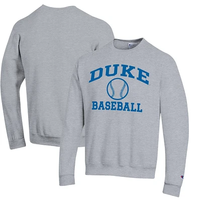Men's Champion  Gray Duke Blue Devils Icon Logo Baseball Pullover Sweatshirt