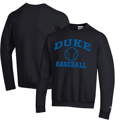 Men's Champion Black Duke Blue Devils Icon Logo Baseball Pullover Sweatshirt