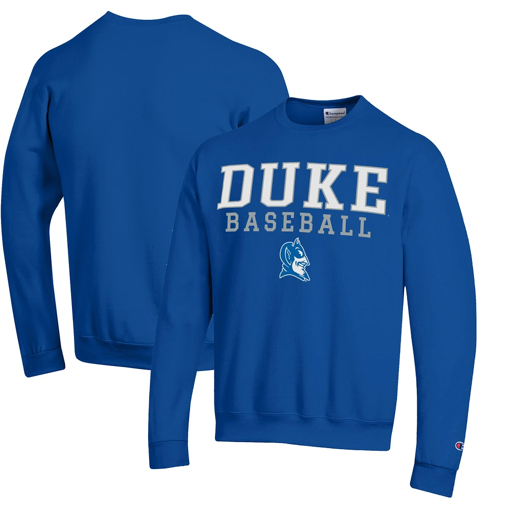 Men's Champion Royal Duke Blue Devils Stacked Logo Baseball Pullover Sweatshirt