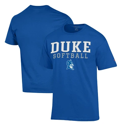 Men's Champion Royal Duke Blue Devils Stacked Logo Softball T-Shirt