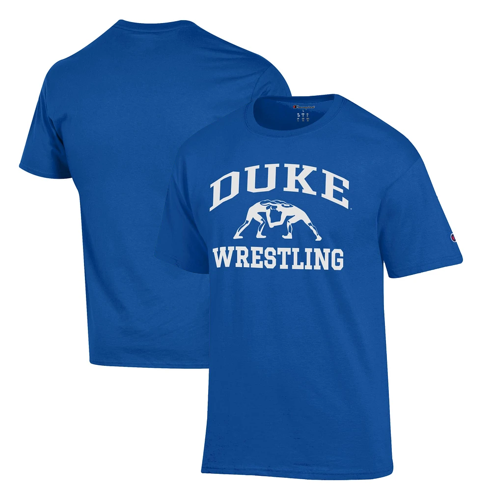 Men's Champion Royal Duke Blue Devils Icon Logo Wrestling T-Shirt