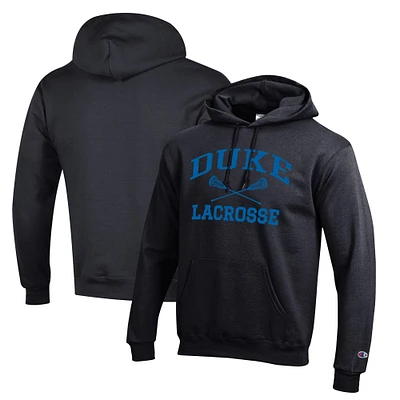 Men's Champion Black Duke Blue Devils Icon Logo Lacrosse Pullover Hoodie