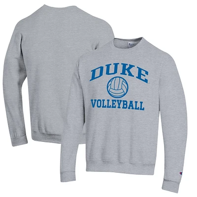 Men's Champion Gray Duke Blue Devils Icon Logo Volleyball Pullover Sweatshirt