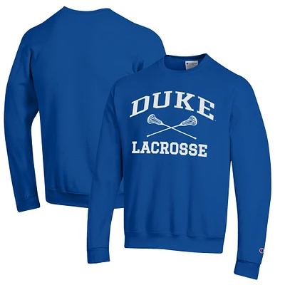 Men's Champion Royal Duke Blue Devils Icon Logo Lacrosse Pullover Sweatshirt