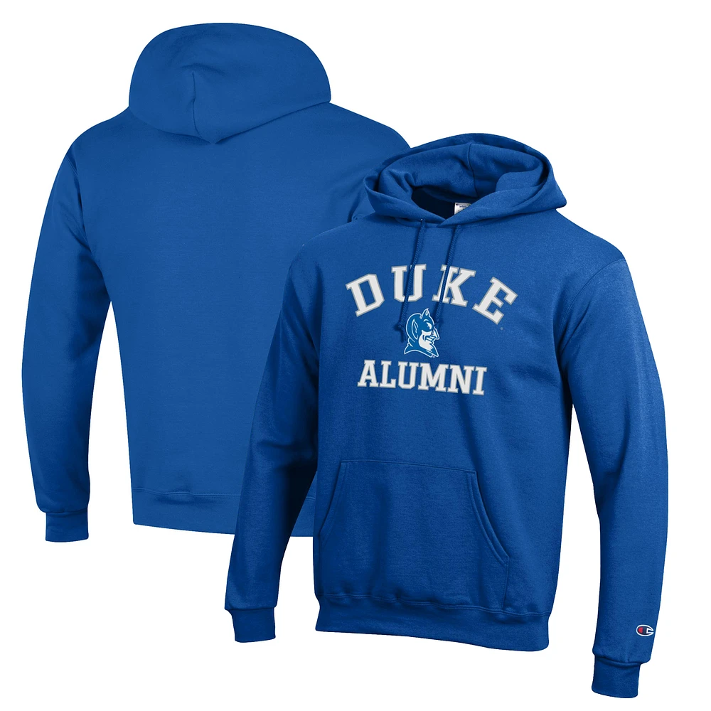 Men's Champion Royal Duke Blue Devils Arch Logo Alumni Pullover Hoodie