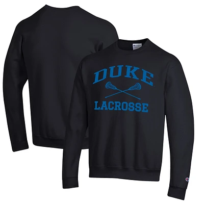 Men's Champion Black Duke Blue Devils Icon Logo Lacrosse Pullover Sweatshirt
