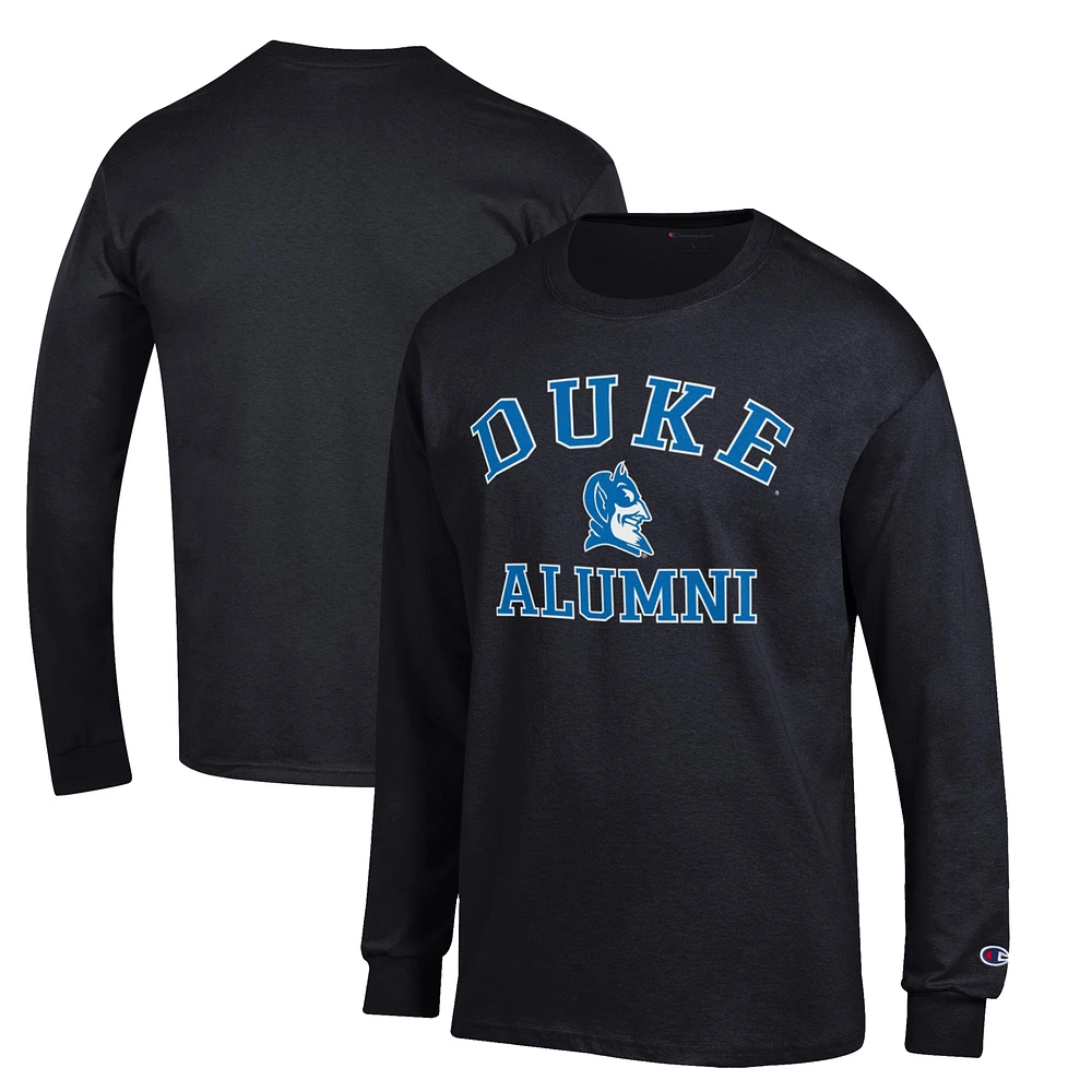 Men's Champion Black Duke Blue Devils Arch Logo Alumni Long Sleeve T-Shirt