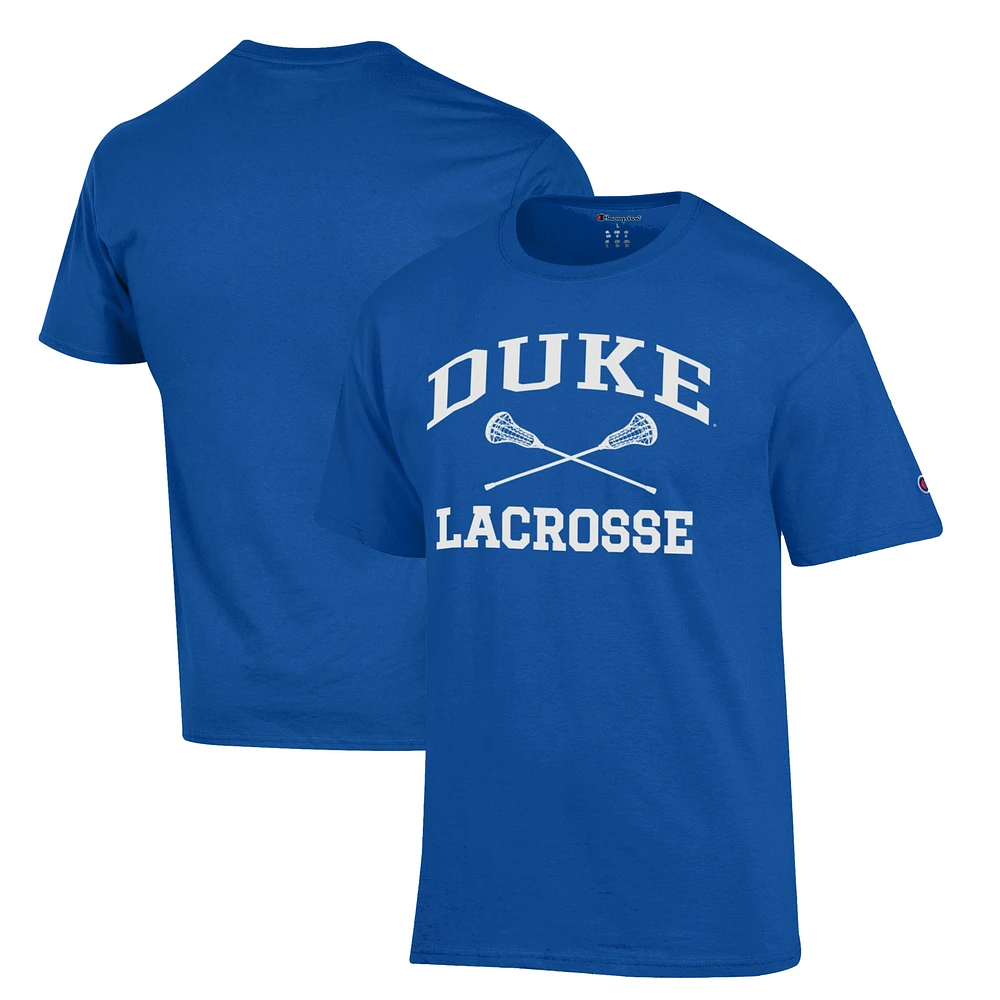Men's Champion Royal Duke Blue Devils Icon Logo Lacrosse T-Shirt