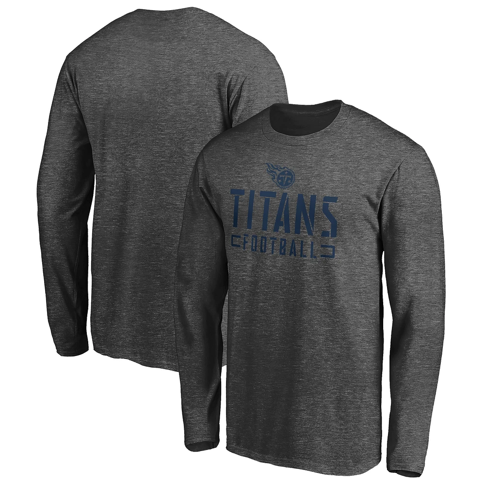 Men's Charcoal Tennessee Titans Stencil Stack Long Sleeve T-Shirt