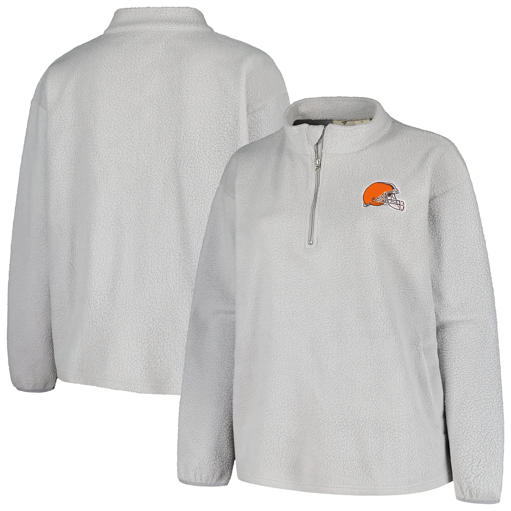 Women's Profile Gray Cleveland Browns Plus Sherpa Quarter-Zip Jacket