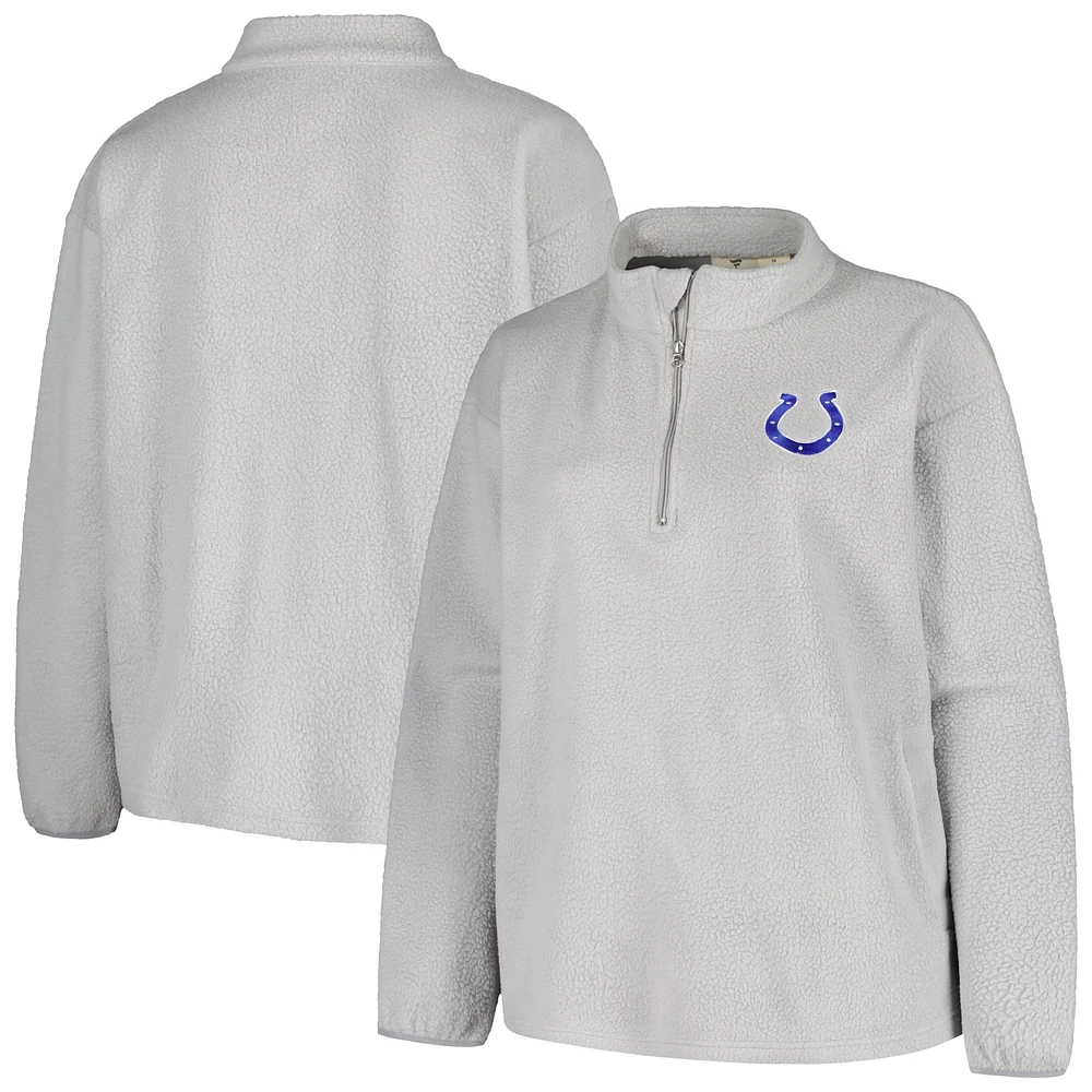 Women's Profile Gray Indianapolis Colts Plus Sherpa Quarter-Zip Jacket