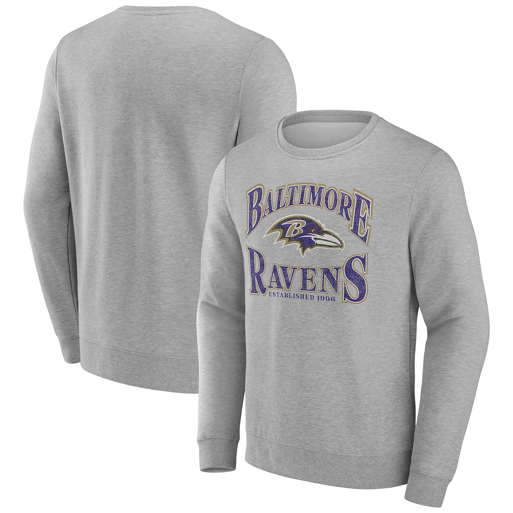 Men's Gray Baltimore Ravens Playability Pullover Sweatshirt