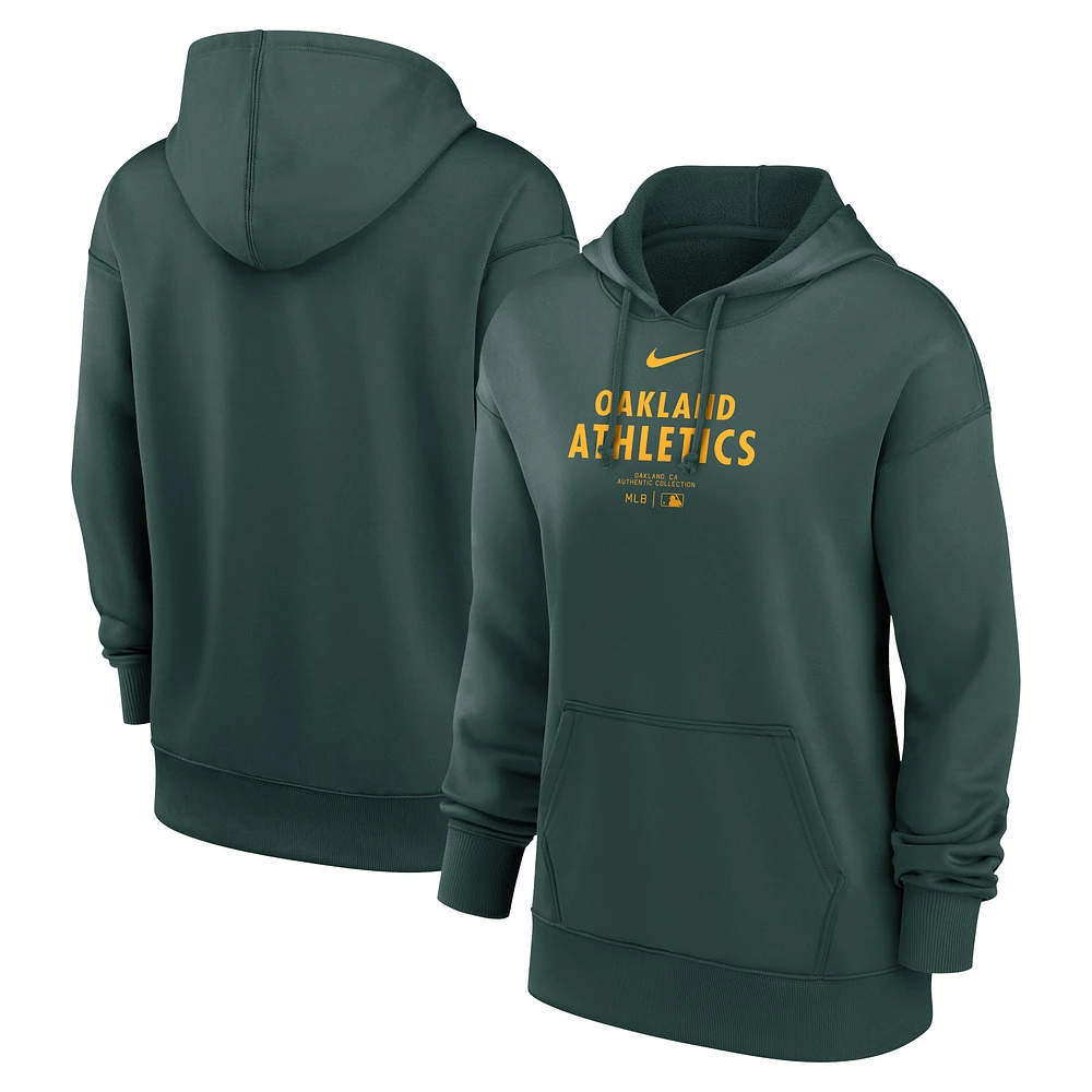 Women's Nike Green Oakland Athletics Authentic Collection Performance Pullover Hoodie