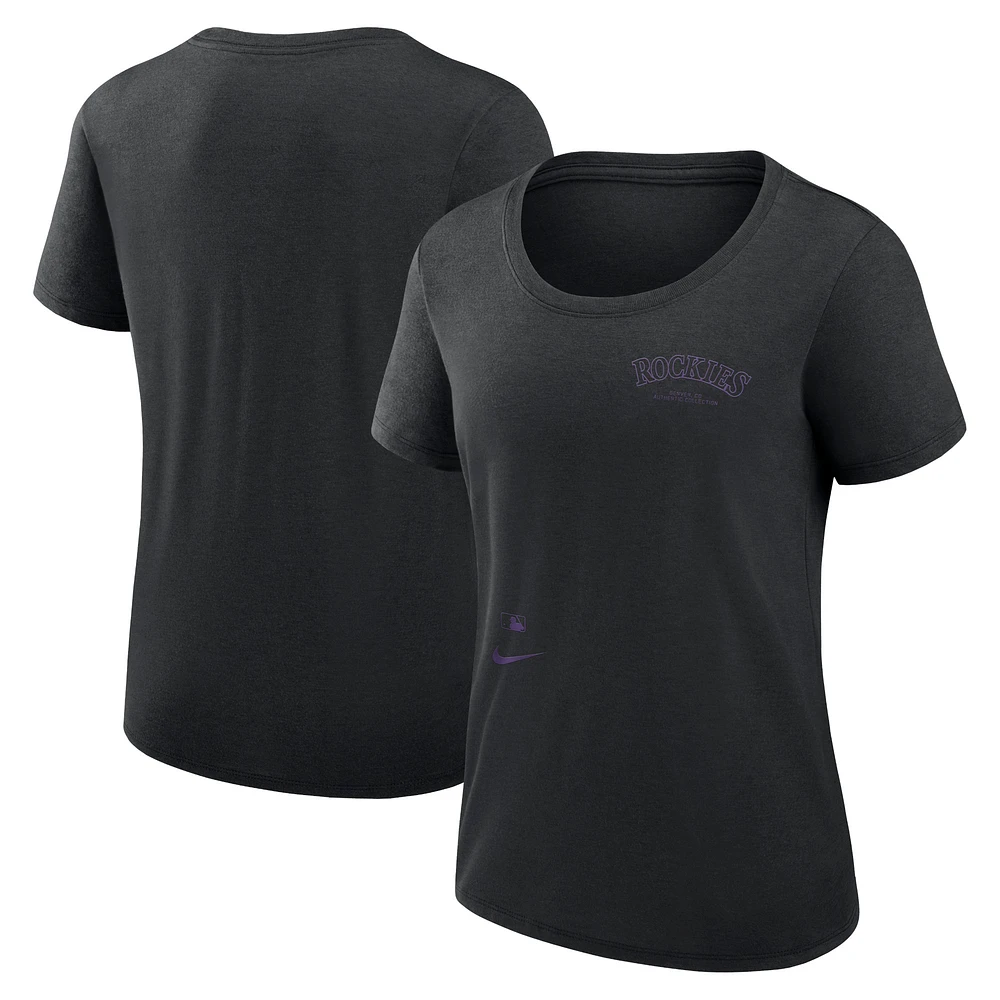Women's Nike Black Colorado Rockies Authentic Collection Performance Scoop Neck T-Shirt