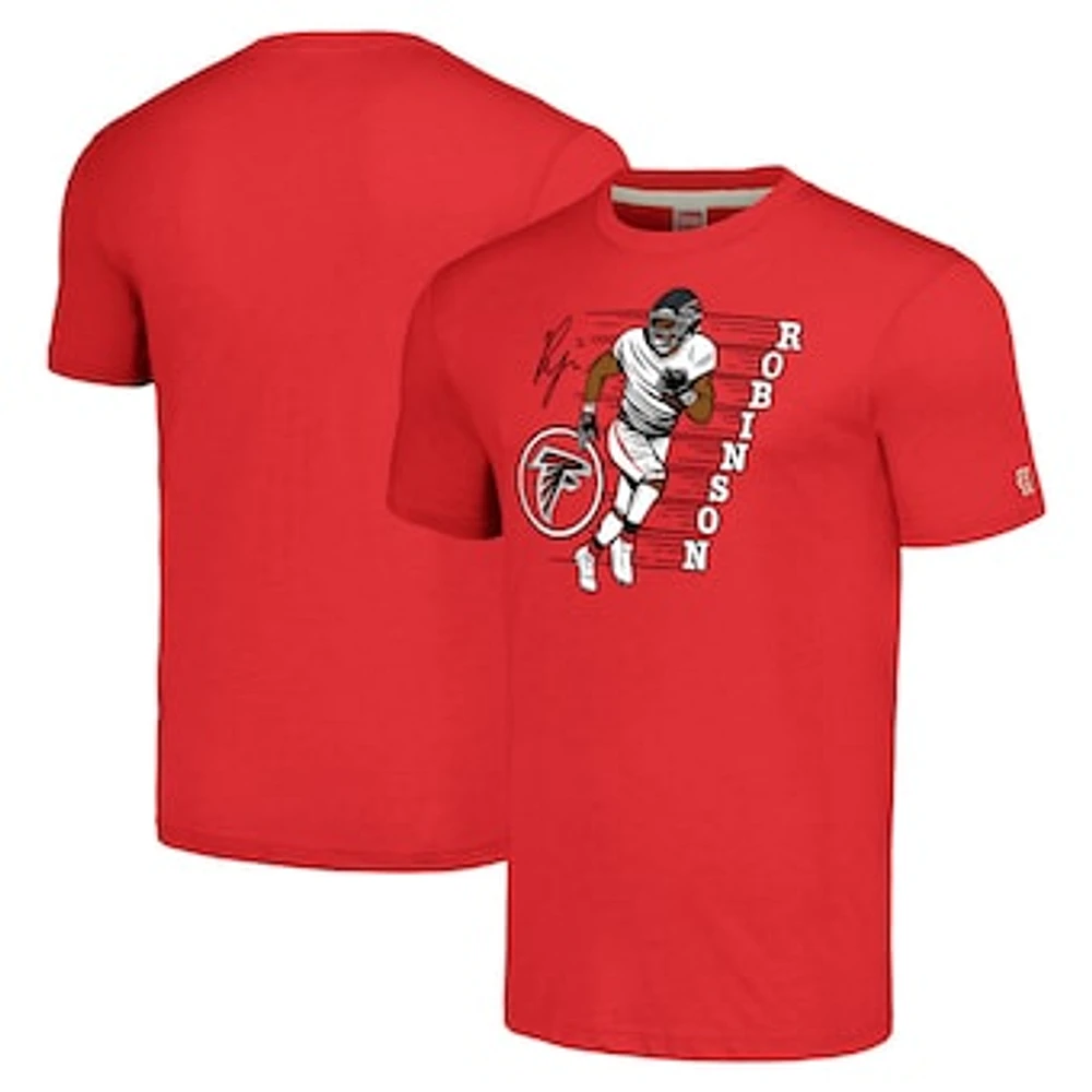 Men's Homage Bijan Robinson Heathered Red Atlanta Falcons Caricature Player Tri-Blend T-Shirt