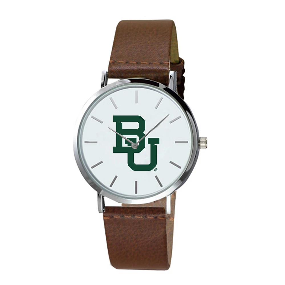 Men's Brown Baylor Bears Plexus Leather Watch