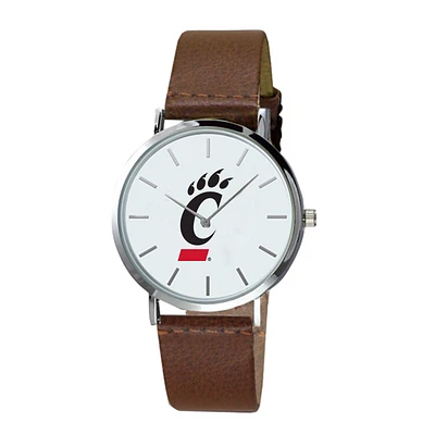 Men's Brown Cincinnati Bearcats Plexus Leather Watch