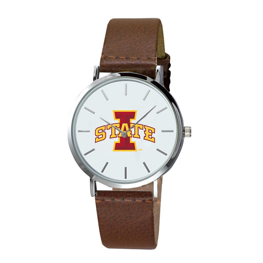 Men's Brown Iowa State Cyclones Plexus Leather Watch