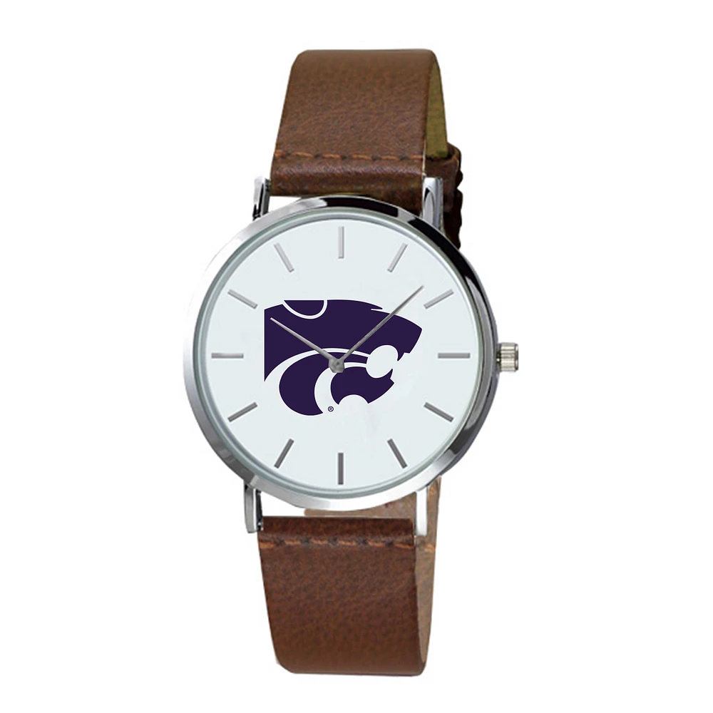 Men's Brown Kansas State Wildcats Plexus Leather Watch