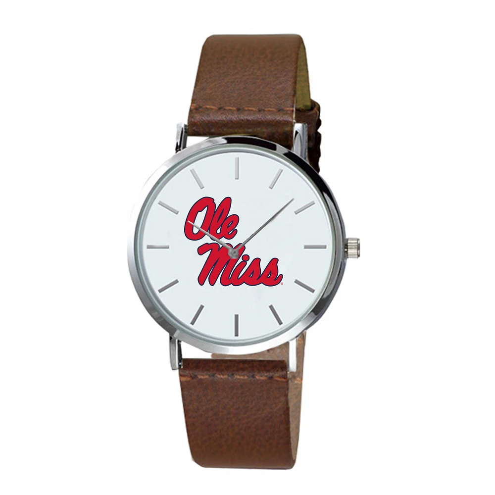 Men's Brown Ole Miss Rebels Plexus Leather Watch