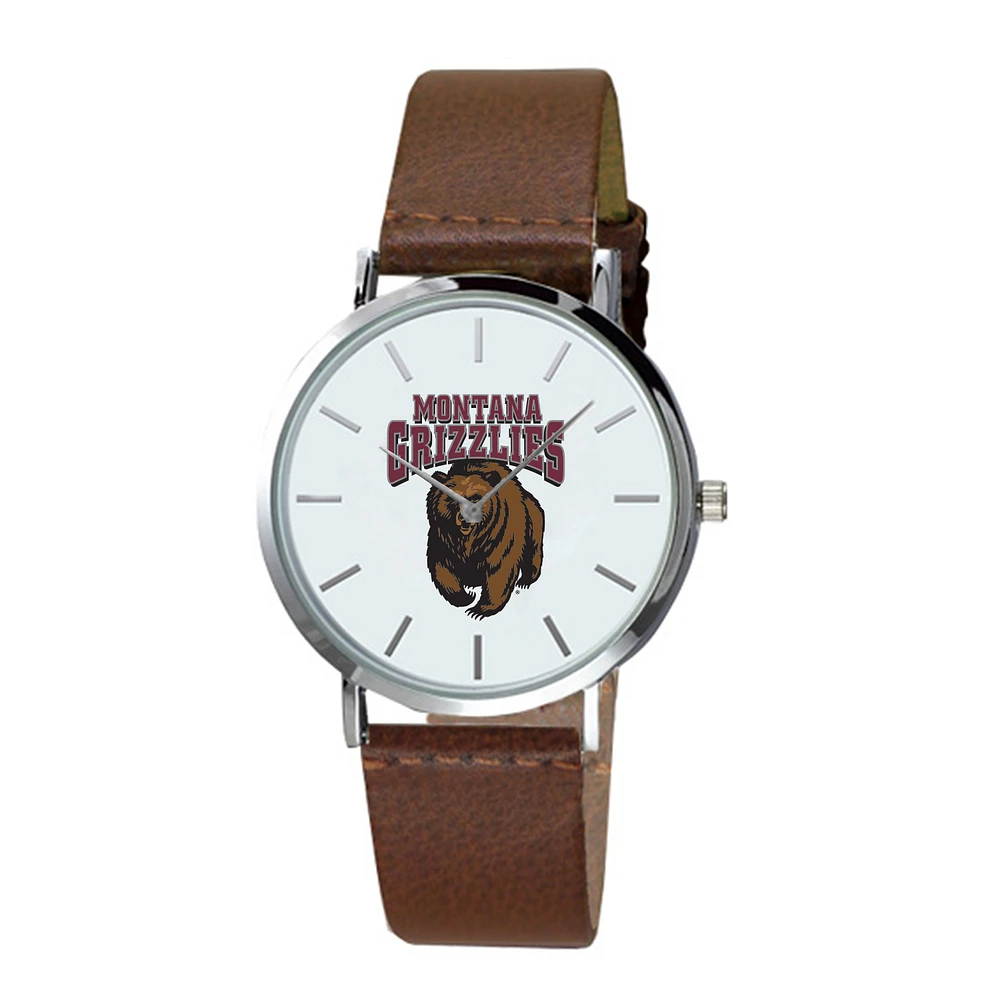 Men's Brown Montana Grizzlies Plexus Leather Watch