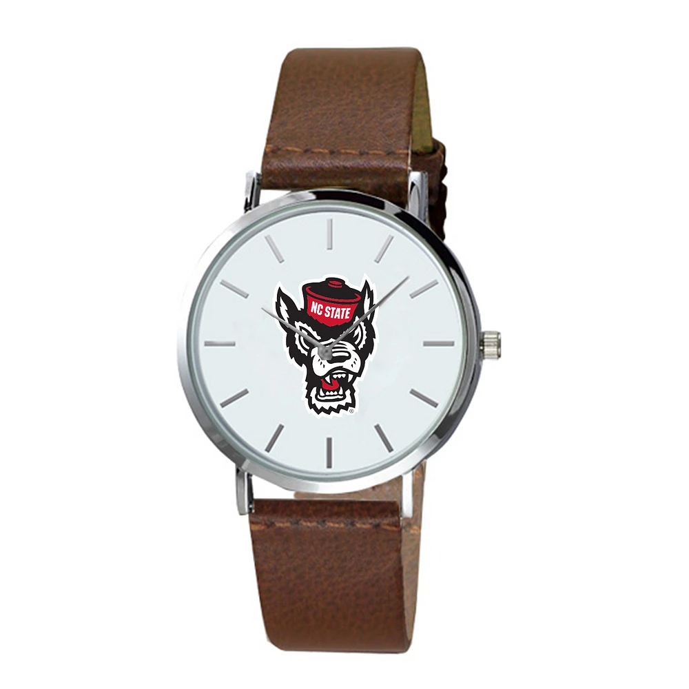 Men's Brown NC State Wolfpack Plexus Leather Watch