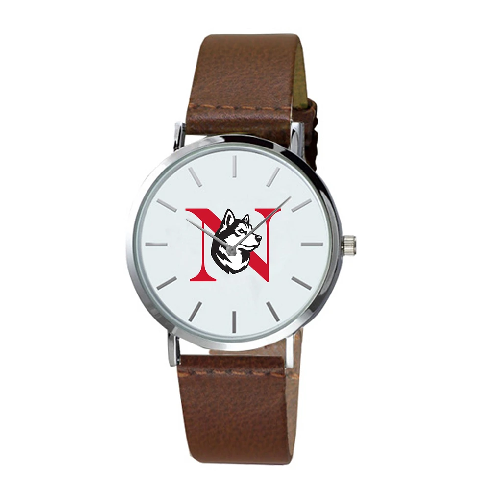 Men's Brown Northeastern Huskies Plexus Leather Watch