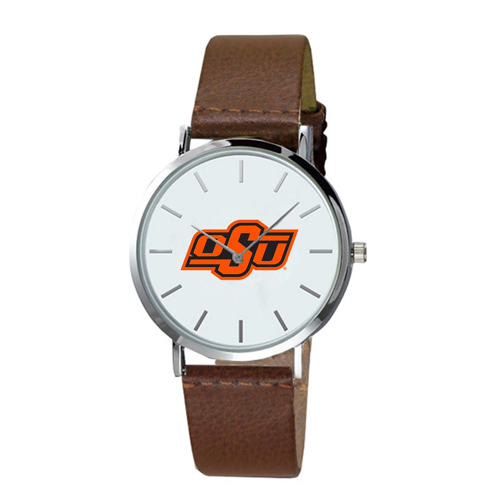 Men's Brown Oklahoma State Cowboys Plexus Leather Watch