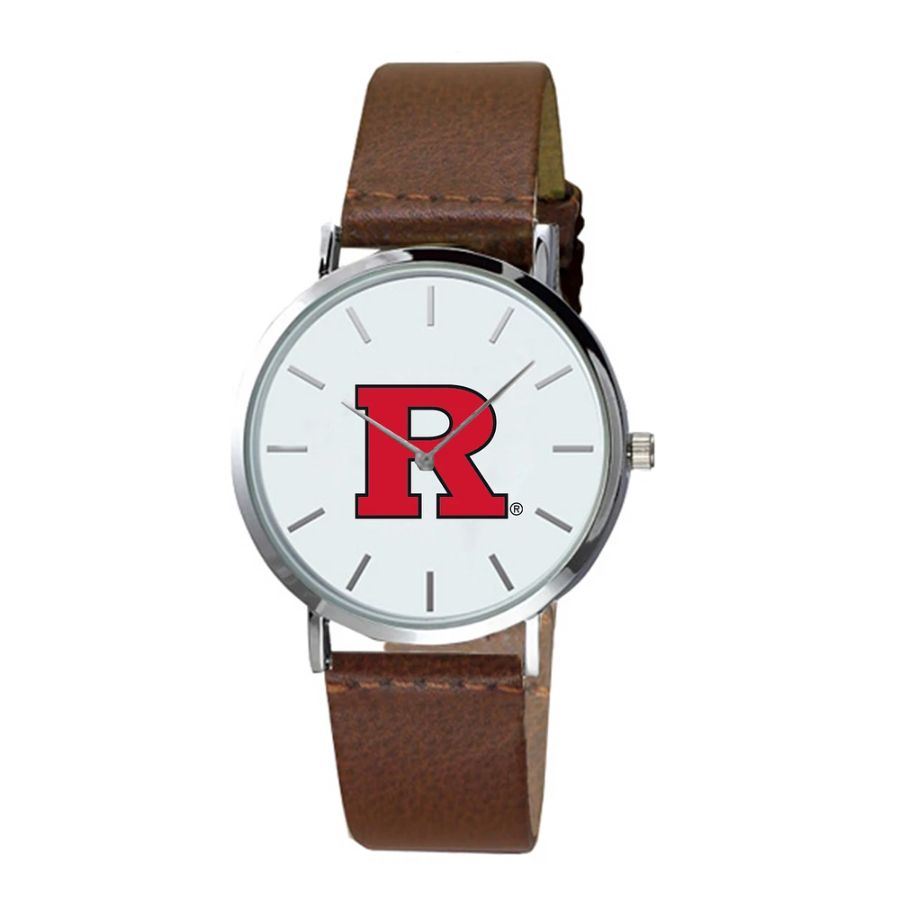 Men's Brown Rutgers Scarlet Knights Plexus Leather Watch