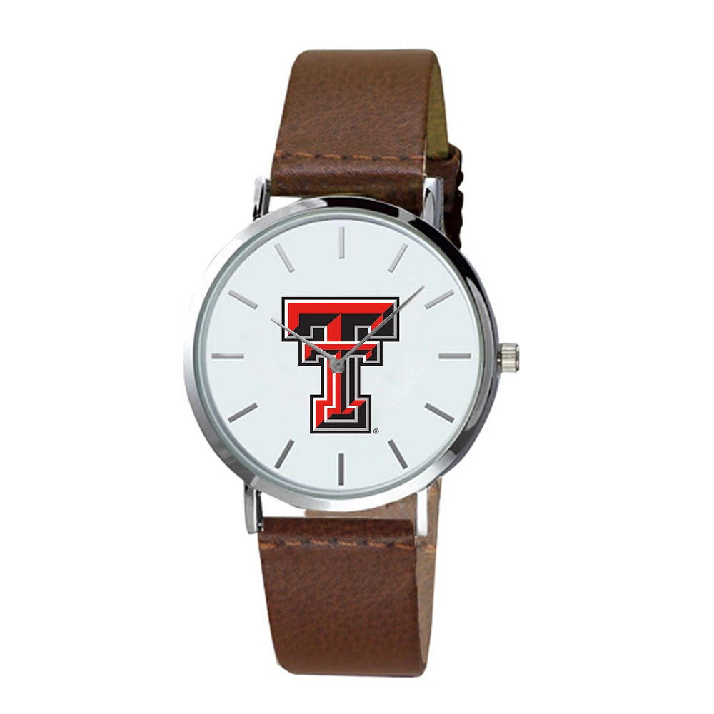 Men's Brown Texas Tech Red Raiders Plexus Leather Watch
