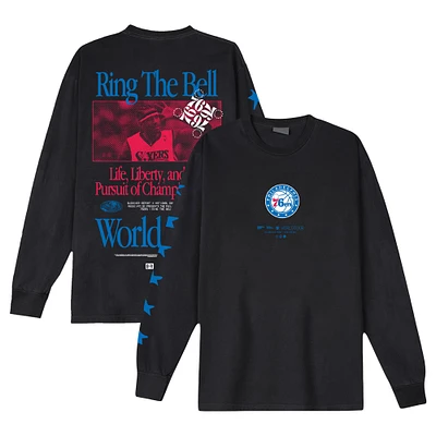 Unisex Bleacher Report x Mitchell & Ness Black Philadelphia 76ers World Tour Long Sleeve T-Shirt
