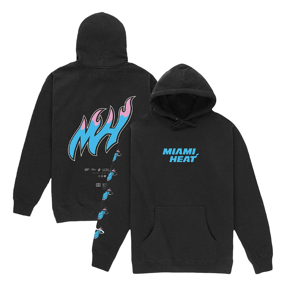 Unisex Bleacher Report x Mitchell & Ness Black Miami Heat Franchise Evolution Pullover Hoodie