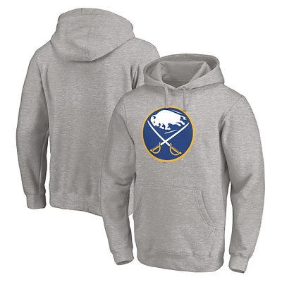 Men's Gray Buffalo Sabres Primary Logo Pullover Hoodie