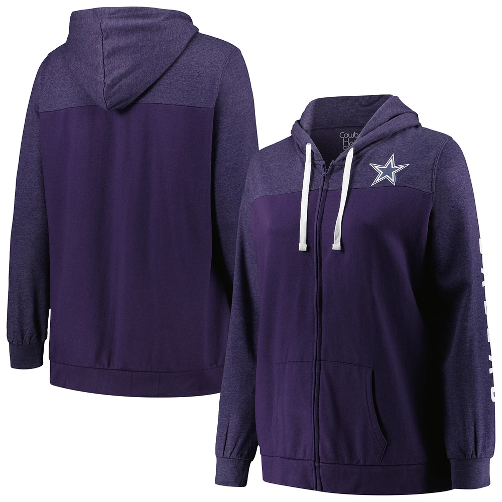Women's Fanatics Purple Dallas Cowboys Plus Size City Ties Full-Zip Hoodie